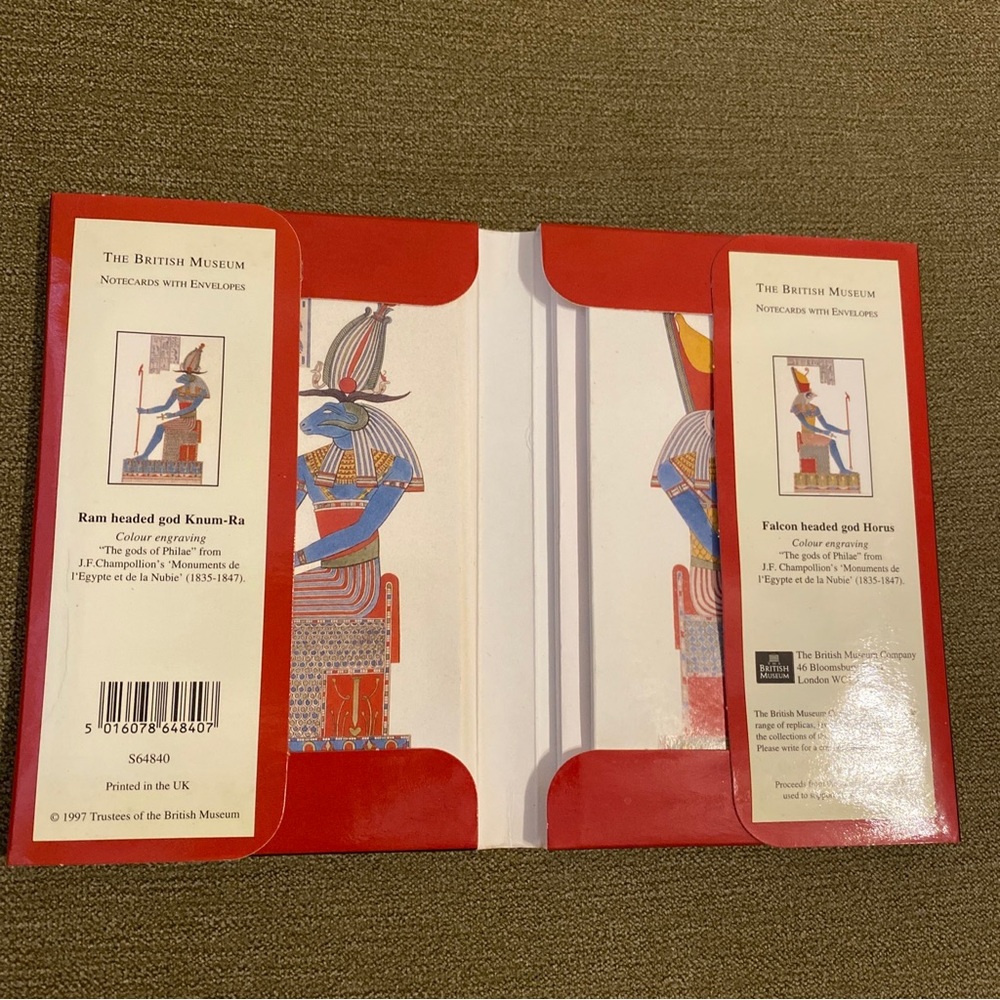 The British Museum Notecards (10) with envelopes in two designs vintage (1997)